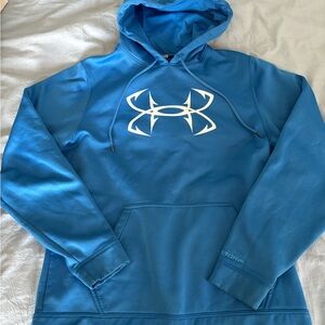 Under Armour Bright Teal Blue Pullover Hoodie with White Logo